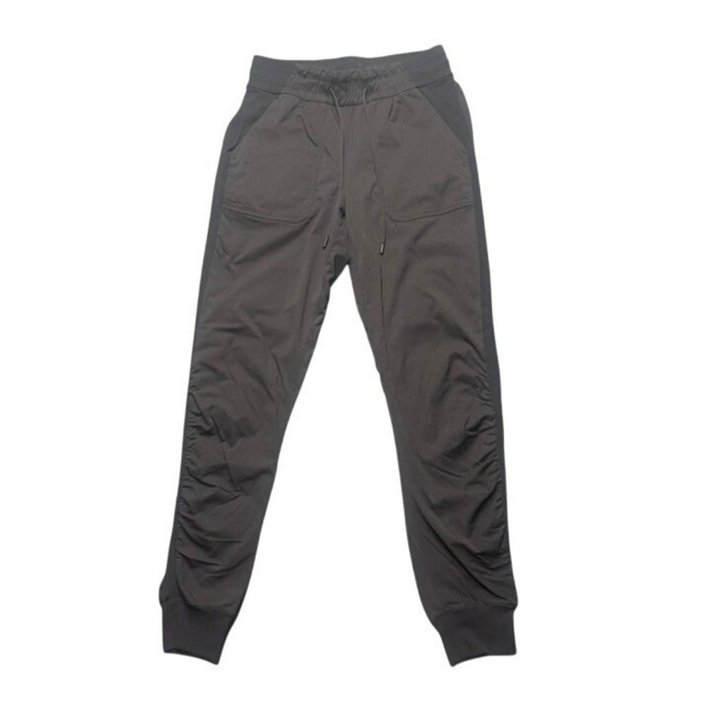 Lululemon Mens Black Textured Pinstripe Joggers Tapered Ruched Pants Drawstring